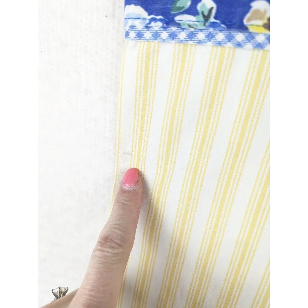 Waverly Primrose Shams Standard Blue Yellow Stripe Floral Cottage‎